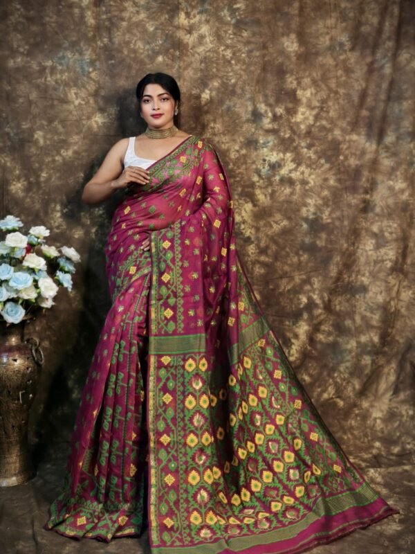 Kusum Koli Allover Rich Maroon Soft Jamdani Saree