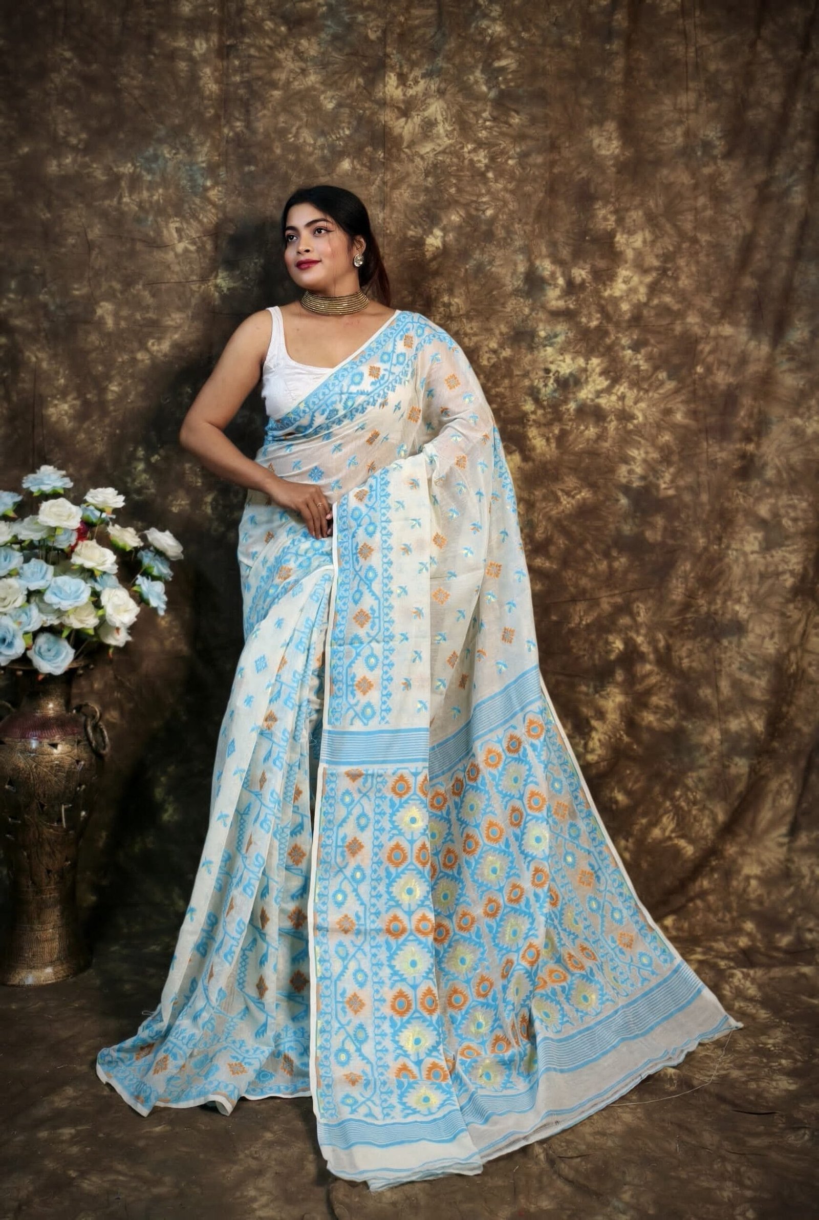 Kusum Koli Allover White Rock Soft Jamdani Saree 1 Kusum Koli Allover White Rock Soft Jamdani Saree