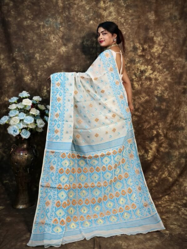 Kusum Koli Allover White Rock Soft Jamdani Saree 2 scaled 1