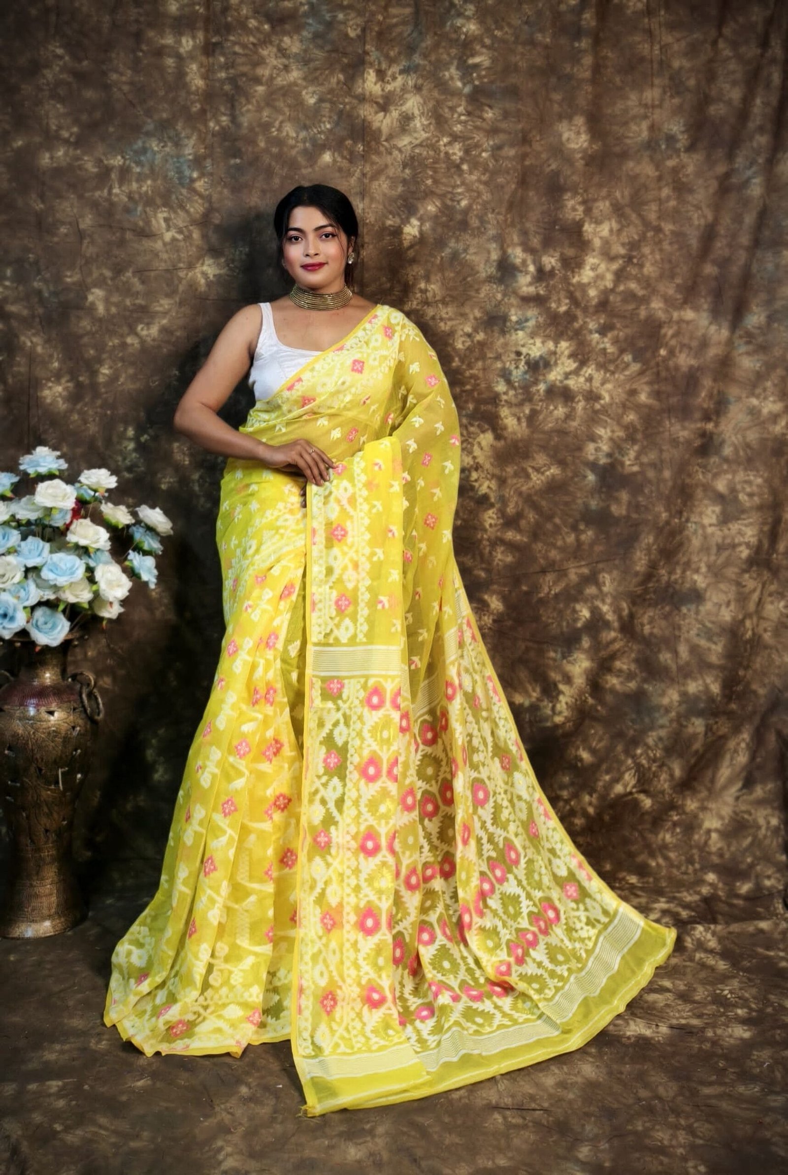 Kusum Koli Allover Yellow Soft Jamdani Saree 1 Kusum Koli Allover Yellow Soft Jamdani Saree