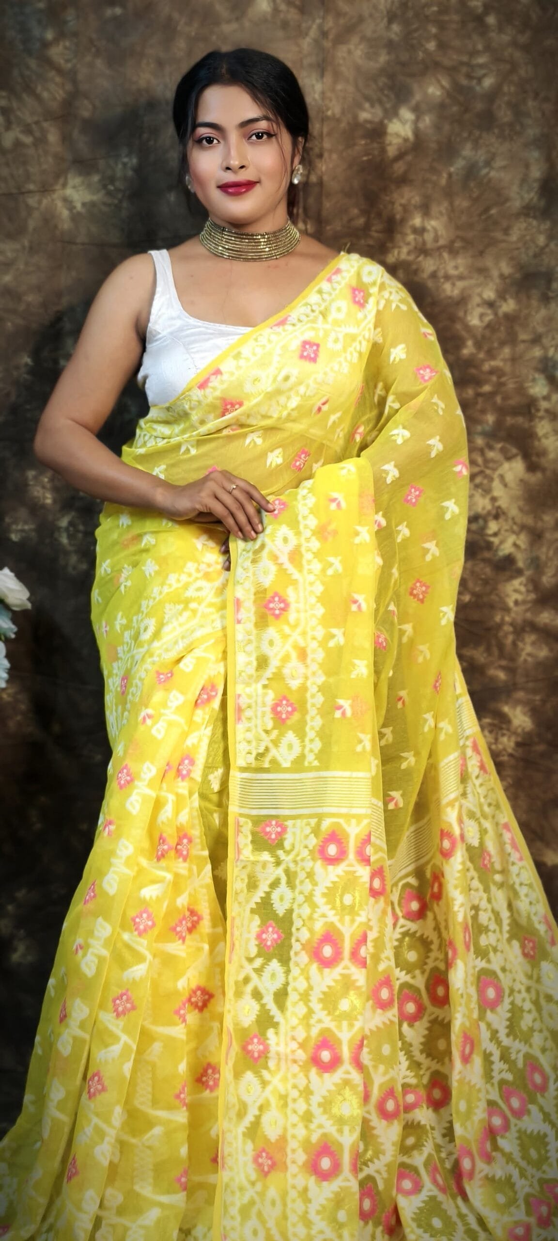 Kusum Koli Allover Yellow Soft Jamdani Saree 2 Kusum Koli Allover Yellow Soft Jamdani Saree - Image 2