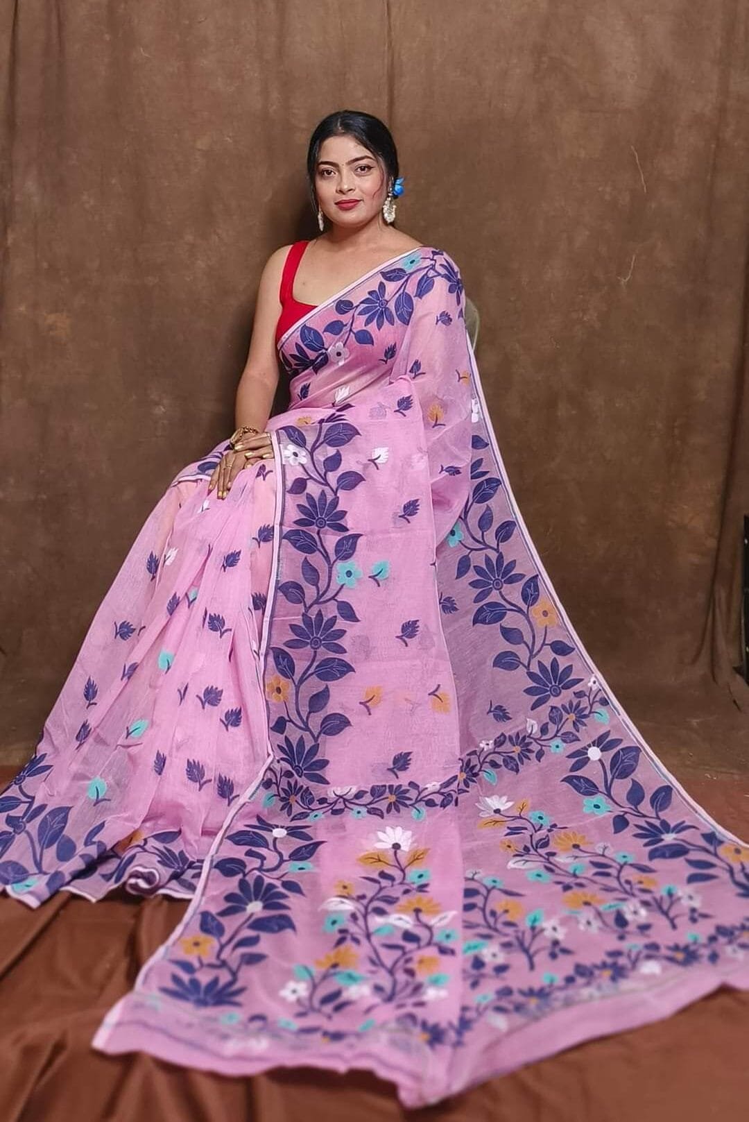 Light Orchid Soft Lota Jamdani Sari 1 Light Orchid Soft Lota Jamdani Sari