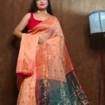 Light Salmon Soft Copper Joriwork Dhakai Jamdani Saree 2 scaled 1