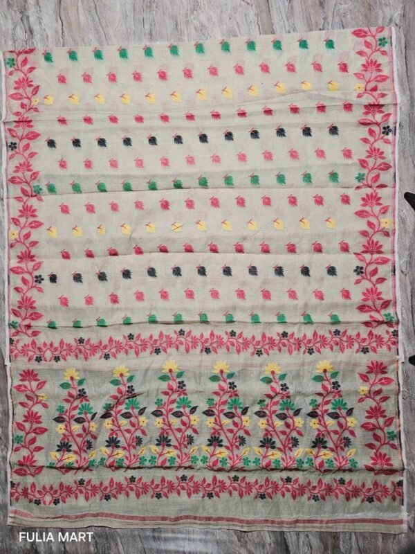 Mushroom Soft Lota Jamdani Sari