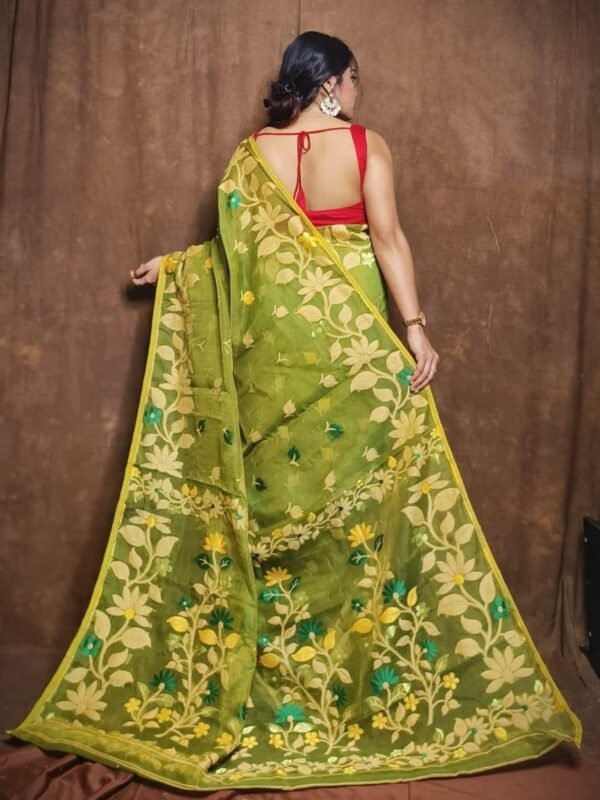 Home 32 Trendy Green Soft Lota Jamdani Saree
