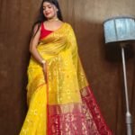 Yellow Soft Copper Joriwork Dhakai Jamdani Saree scaled 1